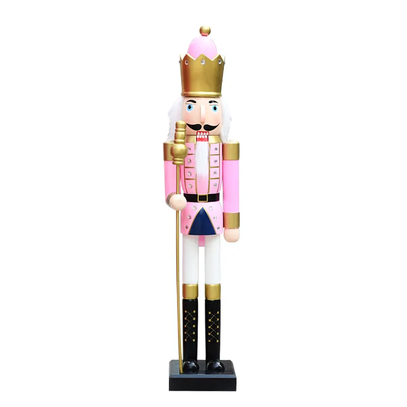 Chất Lượng Cao 90Cm 3ft Màu Hồng Trong Nhà Con Rối Bằng Gỗ Nutcracker Lính Cho Trang Trí Nhà Và Giáng Sinh