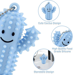 Little Ouchies Pain Fidget Silicone Pain Stim Fidget Toys Adults Cute Cactus Shape Spiky Grippie Stim Keychain - Product Image 4