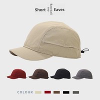Nouvelle casquette de baseball transfrontalière en nylon à visière courte et 6 panneaux, séchage rapide, rétro, unisexe, protection solaire, pour grandes têtes, chapeau de soleil à calotte souple