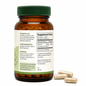 Vente en gros d'extrait naturel pur de vitamine E, mélange antioxydant en capsules, soutient l'immunité, la santé de la peau, pour adultes, 60 capsules, GMP HACCP - Product Image 6
