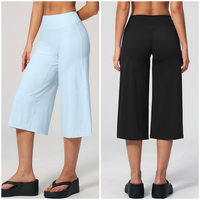 FZK5555 Pantalon de yoga capri pour femme, taille haute, séchage rapide, mi-long, respirant, écologique, ample, athleisure, été