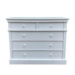 <span class=keywords><strong>Commode</strong></span> classique blanche à 5 tiroirs, armoire de rangement pour chambre à coucher avec moulures décoratives - Product Image 4
