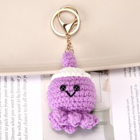 Porte-clés pieuvre en fourrure de renard faite main, breloque de sac mignonne, amigurumi doux, écologique, mode, dessin animé, couleur personnalisée, vente en gros