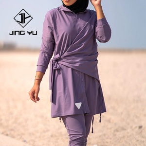 Maillot de bain musulman pour femmes, couleur unie, de haute qualité, avec lien latéral personnalisé par le fabricant - Product Image 4