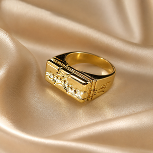 Anello con Design Quadrato Effetto Craquelé, Stile Creativo per Uomo e Donna - Product Image 5