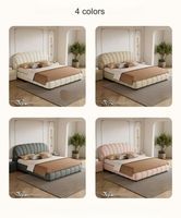 Meubles de chambre à coucher de villa haut de gamme de luxe moderne, revêtement en velours, cadre en bois de pin, lit convertible extensible et réglable