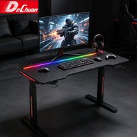 Bureau debout électrique réglable en hauteur, bureau de jeu ergonomique à moteur unique, table d'ordinateur PC avec surface texturée en fibre de carbone