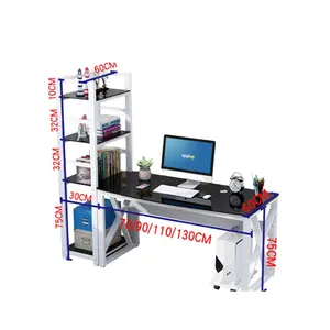 מחשב שולחן מדף ספרים עומד משרד שולחן עם זכוכית