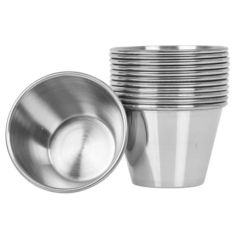 도매 S 재사용 가능한 작은 스테인레스 스틸 소스 디핑 컵 주방 레스토랑 금속 부분 접시 접시 접시 접시