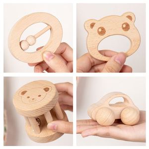 Juguete de Madera para Bebés de 0 a 12 Meses, Sonajero de Madera de Haya Montessori, Juego de 5 Piezas - Product Image 6