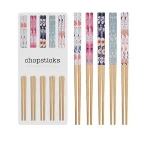 Antislip Chopstick Geschenkset Natuurlijke Bamboe Herbruikbare Eetstokjes Vaatwasser Veilige Eetstokjes