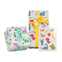 Papier cadeau imprimé dinosaure de dessin animé, papier de soie écologique 80gsm, 70x50cm, pour emballage de cadeaux d'anniversaire et de fêtes