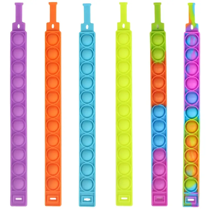 Stress Set Siliconen Rainbow Zintuiglijke Fun Kid Band Pulseira Horloge Polsbandje Pulsera Push Bubble Pop Fidget Speelgoed Armband