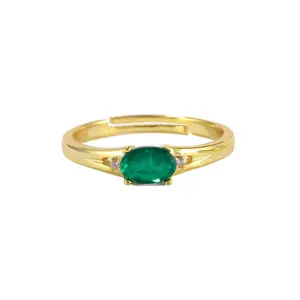 fashion 925 sterling silver wedding rings emerald ruby gemstone tourmaline adjustable gold plated rings jewelry women