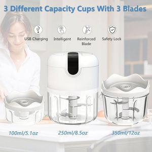 Gadgets de cuisine, mini robot culinaire électrique 250 ml, mixeur à ail, USB sans fil, plastique écologique - Product Image 5