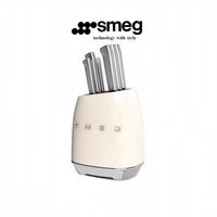 Ensemble de couteaux en acier inoxydable SMEG, 7 pièces, célèbres sur TikTok, avec bloc de rangement, coffret cadeau élégant, cadeau de déménagement