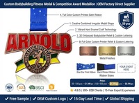 Médaille personnalisée irrégulière en alliage de zinc émaillé souple, gravée au laser, durable, plaquée bronze antique, pour compétition de musculation