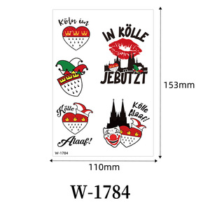 Autocollants de tatouage temporaires pour enfants Carnival, imperméables, en film PET, forme cœur, pour fête, application sur bras, 1 à 3 semaines - Product Image 5