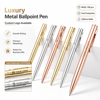 Stylos à bille rétractables en acier inoxydable avec logo personnalisé, excellent cadeau pour les entreprises, les bureaux, les étudiants, les enseignants, les mariages, pointe moyenne