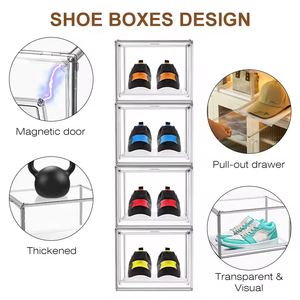 Mới Pull-out Thiết kế Sneaker hộp hiển thị tủ quần áo nhà bếp Giày tổ chức có thể gập lại Stackable nhựa Giày container hộp giá - Product Image 3