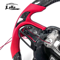Volant personnalisé en cuir perforé rouge avec fibre de carbone LED pour Dodge Challenger SRT Hellcat Demon 392 Charger Hemi R/T