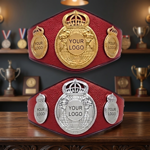 Ceinture de championnat de boxe personnalisée, or, argent, métal, ceinture de titre d'arts martiaux, cuir PU rouge, unisexe, durable - Product Image 4