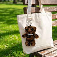 Porte-clés en peluche personnalisé, ours en peluche, porte-clés en peluche à fourrure marbrée, OEM ODM, poupée en peluche douce pour breloque de sac, cadeau