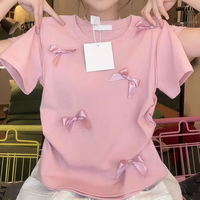 Nouveau T-shirt d'été respirant à manches courtes, coupe ajustée, col rond, couleur unie, mignon, pour étudiante