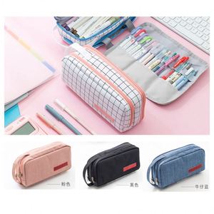Étui à crayons et stylos en cuir PU rose coréen, grande capacité, personnalisé, mignon pour filles, étudiants, bureau, vente en gros <span class=keywords><strong>2023</strong></span> - Product Image 4
