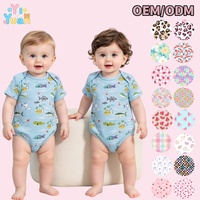Combinaison à manches courtes pour bébé, imprimé animaux de l'océan, col rond, bas à boutons-pression, respirante, légère, combinaison graphique pour garçons et filles