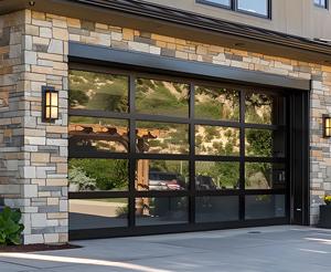 Maison de luxe <span class=keywords><strong>Porte</strong></span> de <span class=keywords><strong>garage</strong></span> électrique moderne noire en verre sans cadre <span class=keywords><strong>Porte</strong></span> de <span class=keywords><strong>garage</strong></span> en alliage d'aluminium avec moteur - Product Image 6