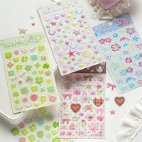 1 feuille d'autocollants par paquet, autocollants 3D translucides mignons pour décorations de coques de téléphone DIY et collages de bullet journal
