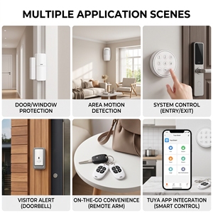 Sistema di Sicurezza Domestica Tuya Smart, Kit Allarme Wireless WiFi a 5 Pezzi, Sensori Interni a Batteria, Auto-Monitoraggio Antifurto - Product Image 4