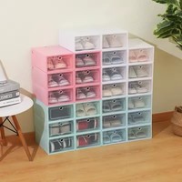 1 pcs/Set Boîte à chaussures en plastique pliable Boîte à tiroirs transparente épaissie Boîtes à chaussures en plastique Boîte à chaussures empilable