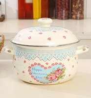 Épaissie Émaillée Double Oreilles Pot À Soupe Ménage Gaz Cuisinière À Induction Universel Sans Revêtement Fond Plat Marmite avec Couvercle