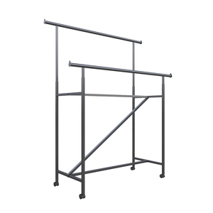 Muebles para Tiendas de Ropa, Accesorios para Tiendas de Ropa Femenina, Estantes de <span class=keywords><strong>Hierro</strong></span> Negro con Recubrimiento en Polvo, Estantes para Ropa con Ruedas - Product Image 3
