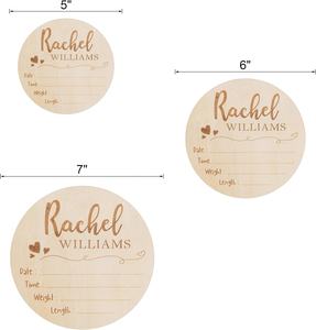 Segno di annuncio di nascita in stile rustico per ospedale personalizzato inciso al Laser in legno nome del <span class=keywords><strong>bambino</strong></span> e segno del neonato - Product Image 2