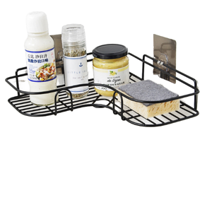 Support d'angle moderne en métal sans trou pour étagères de salle de bain avec étagères triangulaires Support de rangement mural pour épices - Product Image 2