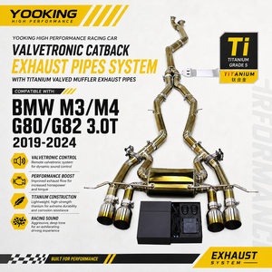 Downpipe Valvetronic Catback de Competición para M3/M4 G80/G82 3.0T 2019-2024, Aleación de Titanio Pulido Espejo - Product Image 1