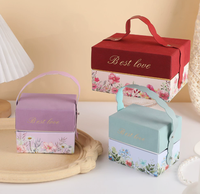 Luxe Romantisch Custom Logo Eco-Vriendelijke Valentines Snoep Verpakking Bovendeksel Roze Bruiloft Geschenkdoos Met Handvat