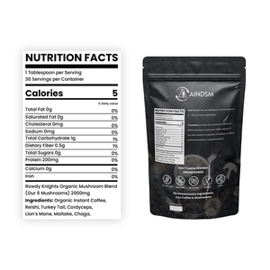 Venta de fábrica Mejora el sistema de inmunidad Chaga Mushroom Coffee Powder Vegan Ashwagandha Boost Energy Mushroom Complex Coffee Powder - Product Image 2