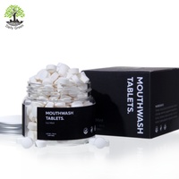 Lot de 90 comprimés de bain de bouche aux herbes, haleine fraîche, sans alcool, taille standard, à croquer, anti-caries, blanchissant, citron et menthe