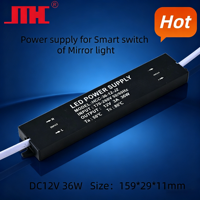 JMHC Transformateur LED ultra-mince en aluminium à sortie unique 12V 36W pour éclairage de miroir, anti-buée, efficacité 70-79%, vente chaude