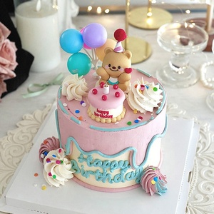Torta di orso giallo decorazione a forma di cuore e stella torta Topper <span class=keywords><strong>per</strong></span> ragazze compleanno Baby Shower forniture - Product Image 3