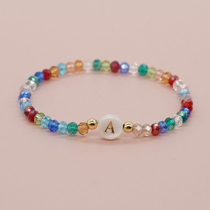 Pulsera de oro de concha Bohemia, 26 letras, cuentas de cristal coloridas, pulsera con letras iniciales del alfabeto - Product Image 3