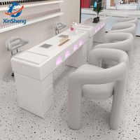 Ensemble de mobilier de salon de manucure professionnel moderne de luxe, table de manucure avec plateau en marbre, chaises de manucure confortables