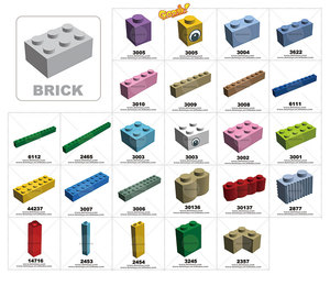 Delo đồ chơi (3 mẫu thiết kế) Bộ phận tự làm nhựa ABS khối xây dựng 2*2 gạch 2x2 với đôi mắt và nụ cười mô hình (không. In 3003) - Product Image 4