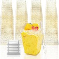 Gobelets en plastique transparents carrés rigides et durables pour pudding et yaourt, couleur personnalisée, 5 oz, avec couvercles, pour mariage, vente en gros