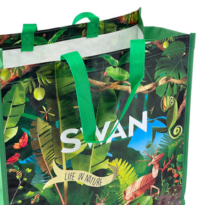 Logotipo personalizado en tendencia para Jumbo Tote <span class=keywords><strong>Bag</strong></span> Tejido laminado ecológico <span class=keywords><strong>PP</strong></span> con cierre de cremallera para regalos y promociones