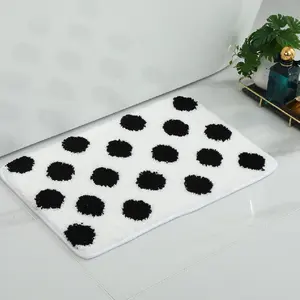 Оптовые продажи черный с рисунком коврик для ванной-Дизайнерские Нескользящие моющиеся впитывающие коврики в горошек с индивидуальным рисунком для ванной комнаты коврики для крыльца дверные коврики для спальни